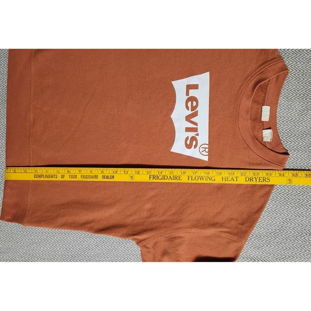 Levis Mens Batwing Logo Crewneck Sweatshirt Rust Orange Large Pullover Fleece